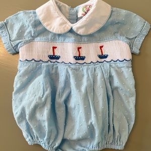 Cecil & Lou Smocked Sailboat Bubble • 9 months